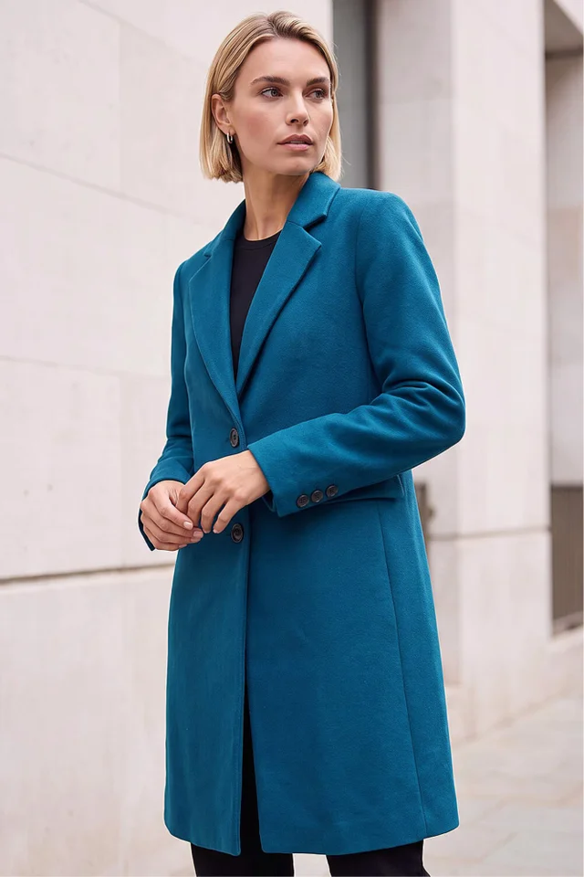 Roman Teal Tailored Single Breasted Coat