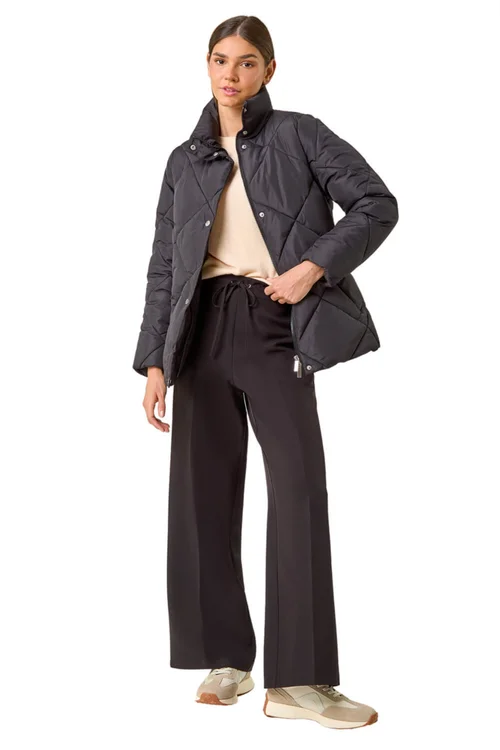 Roman Black Diamond Quilted Puffer Coat - 10 Image 2