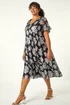 Roman Silver Curve V-Neck Print Tiered Midi Dress - 18 Image 2