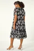 Roman Silver Curve V-Neck Print Tiered Midi Dress - 18 Image 3