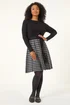 Roman Grey Petite Contrast Check Knitted Dress - Size 10 Image 3