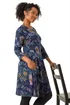 Roman Navy Petite Floral Print A-Line Stretch Dress - 10 Image 1