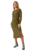 Roman Khaki Petite Brushed Tie Waist Stretch Midi Dress - 10 Image 2