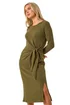 Roman Khaki Petite Brushed Tie Waist Stretch Midi Dress - 10 Image 1