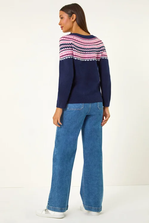 Roman Midnight Blue Pearl Embellished Printed Jumper - 10 Image 3