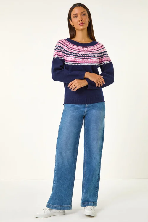 Roman Midnight Blue Pearl Embellished Printed Jumper - 10 Image 2