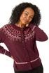 Roman Burgundy Petite Fairisle Button Cardigan - Size 18 Image 2