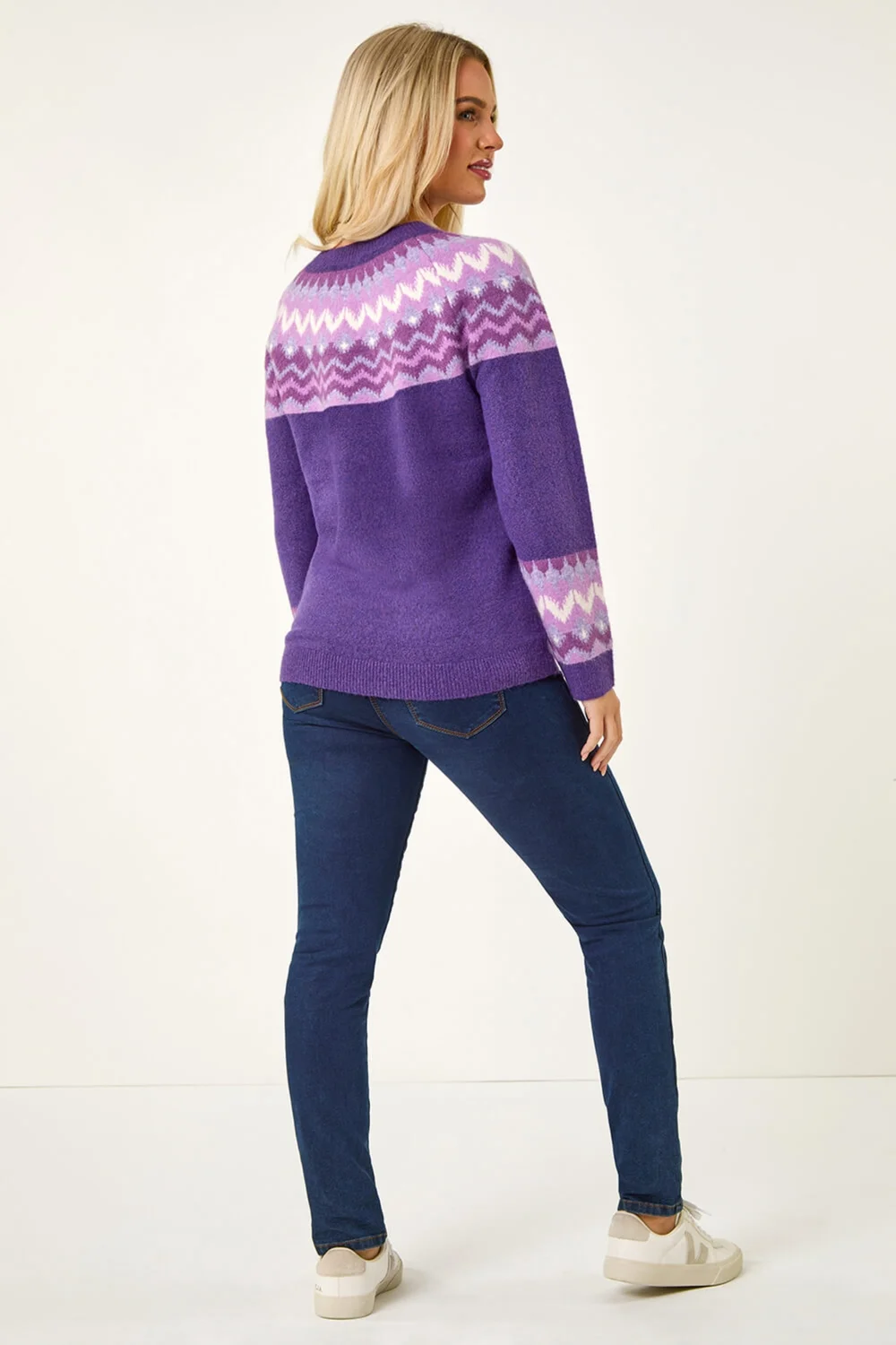 Roman Lilac Petite Fairisle Detail Knit Jumper - Size 12 Image 4