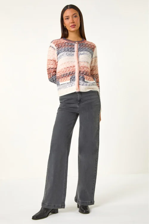 Roman Denim Fluffy Ombre Knit Cardigan - 18 Image 3