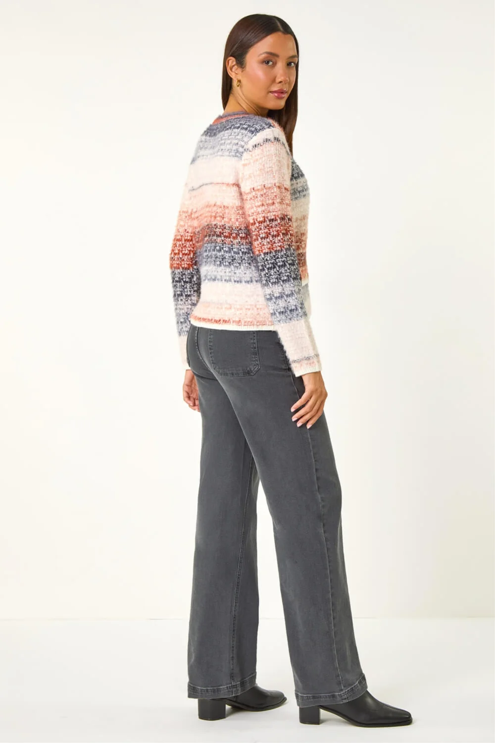 Roman Denim Fluffy Ombre Knit Cardigan - 18 Image 4