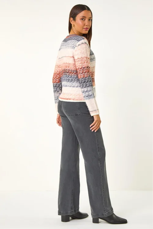 Roman Denim Fluffy Ombre Knit Cardigan - 18 Image 4