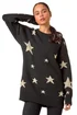 Roman Black Petite Metallic Star Print Jumper - Size 8 Image 1