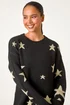 Roman Black Petite Metallic Star Print Jumper - Size 8 Image 4