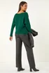 Roman Green Soft Ribbed Stretch Knit Jumper - Size 22 Image 3