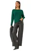 Roman Green Soft Ribbed Stretch Knit Jumper - Size 22 Image 2