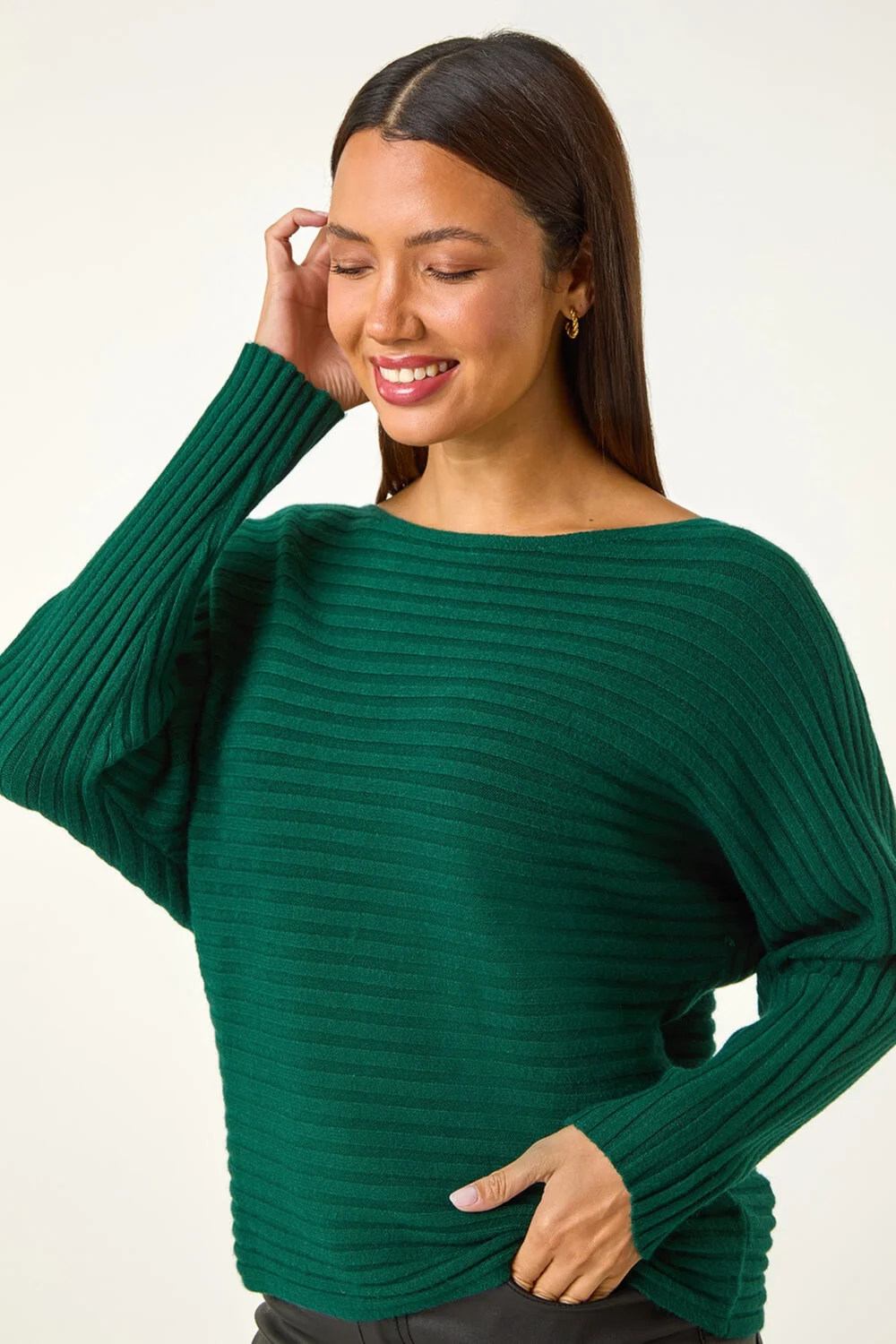 Roman Green Soft Ribbed Stretch Knit Jumper - Size 22 Image 4