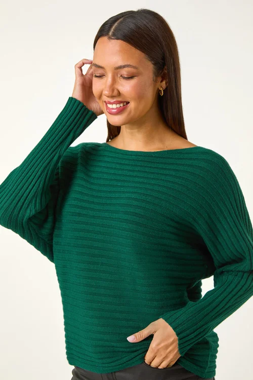 Roman Green Soft Ribbed Stretch Knit Jumper - Size 22 Image 4