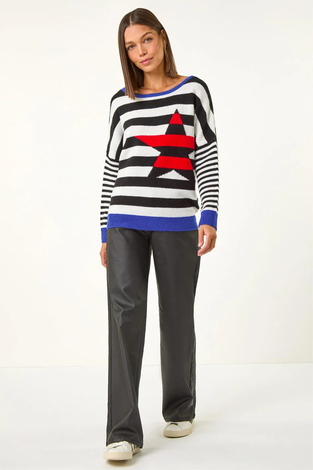 Roman Black Star Striped Colour Block Knit Jumper - 10 Image 2