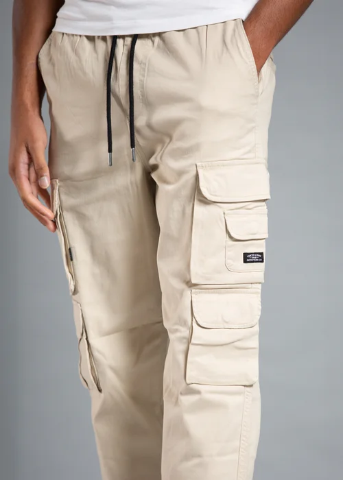Tokyo Laundry Beige Belted Cotton Cargo Trousers - L Image 3