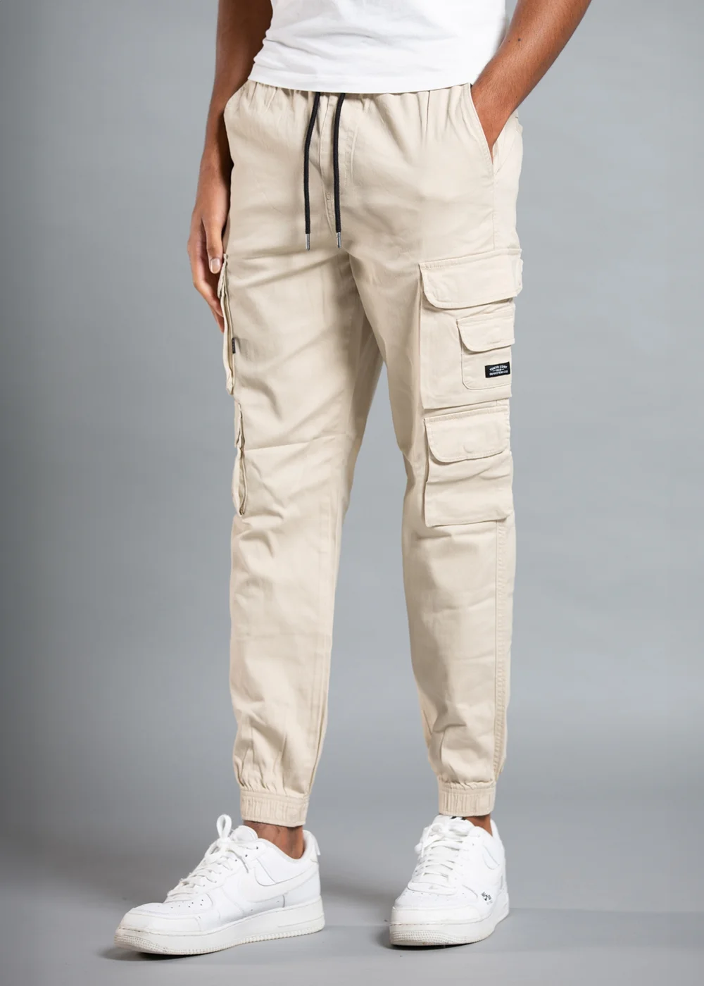 Tokyo Laundry Beige Belted Cotton Cargo Trousers - L Image 1