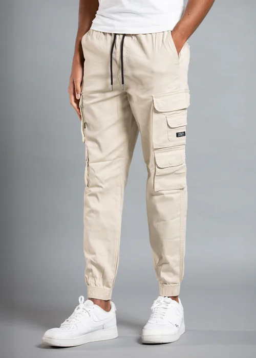 Tokyo Laundry Beige Belted Cotton Cargo Trousers - L Image 1