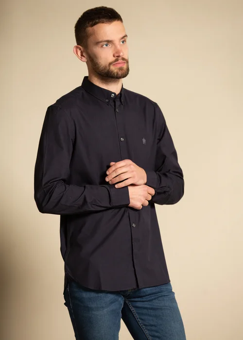 French Connection Navy Cotton Long Sleeve Oxford Shirt - S Image 3