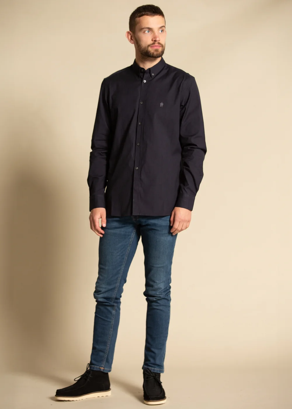 French Connection Navy Cotton Long Sleeve Oxford Shirt - S Image 4