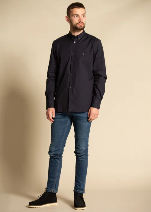 French Connection Navy Cotton Long Sleeve Oxford Shirt - S Image 4