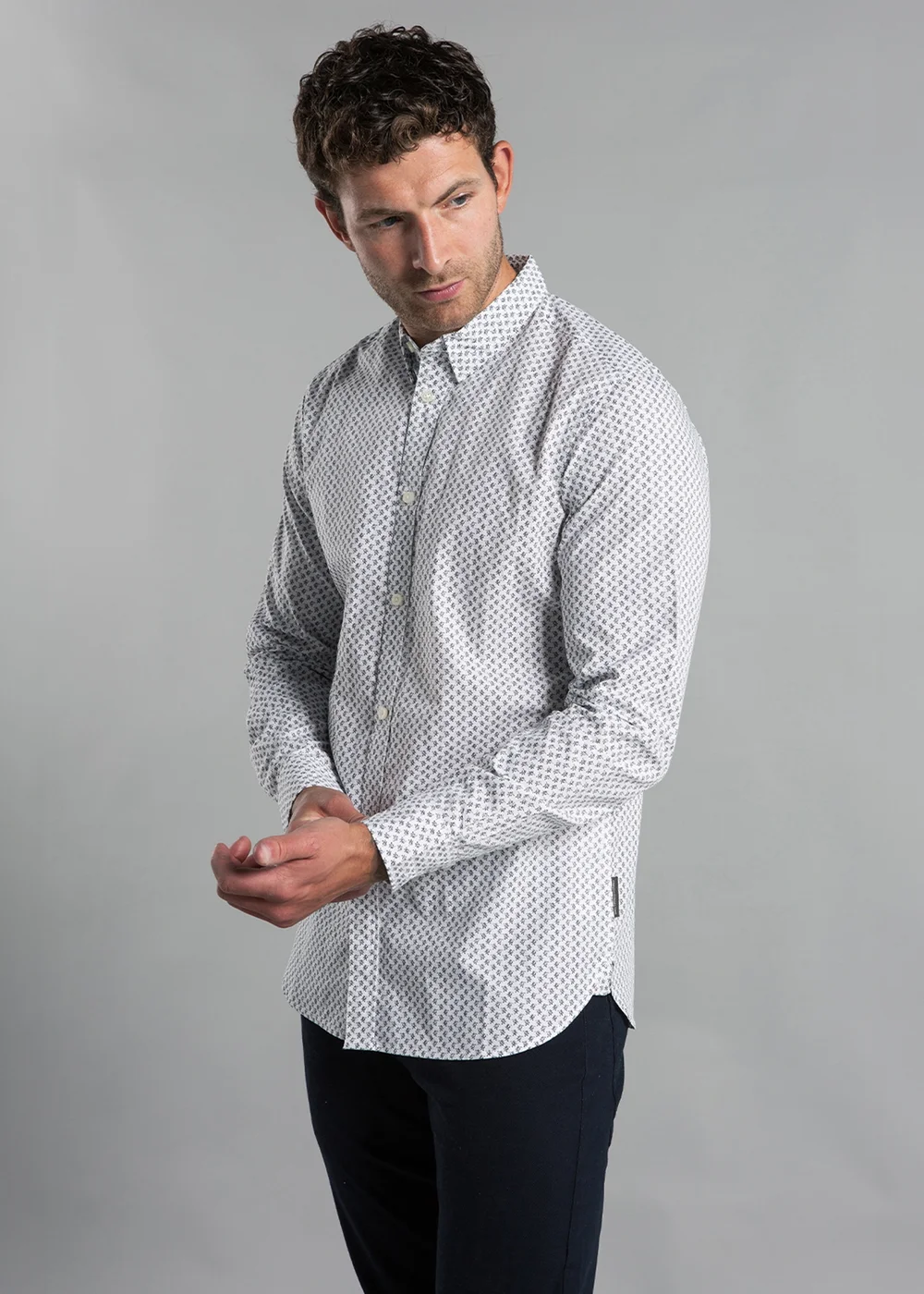 French Connection White Cotton Long Sleeve Floral Shirt - S Image 1
