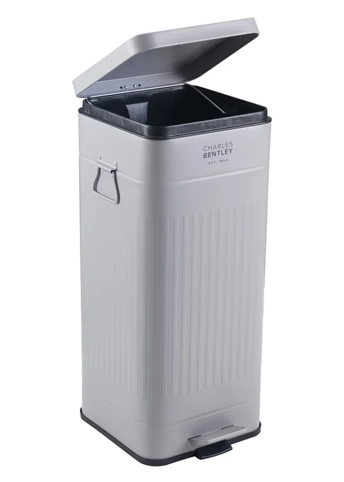 Charles Bentley Grey Retro Steel Square Kitchen Bin Light - One Size Image 3