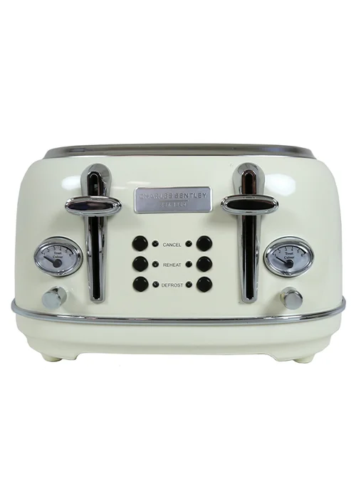 Charles Bentley Cream & Chrome Toaster (4 Slice) - One Size Image 3