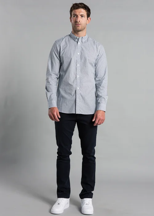 French Connection Navy Cotton Long Sleeve Cube-Design Shirt - S Image 4