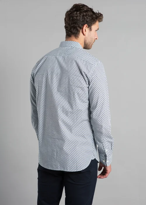 French Connection Navy Cotton Long Sleeve Cube-Design Shirt - S Image 2