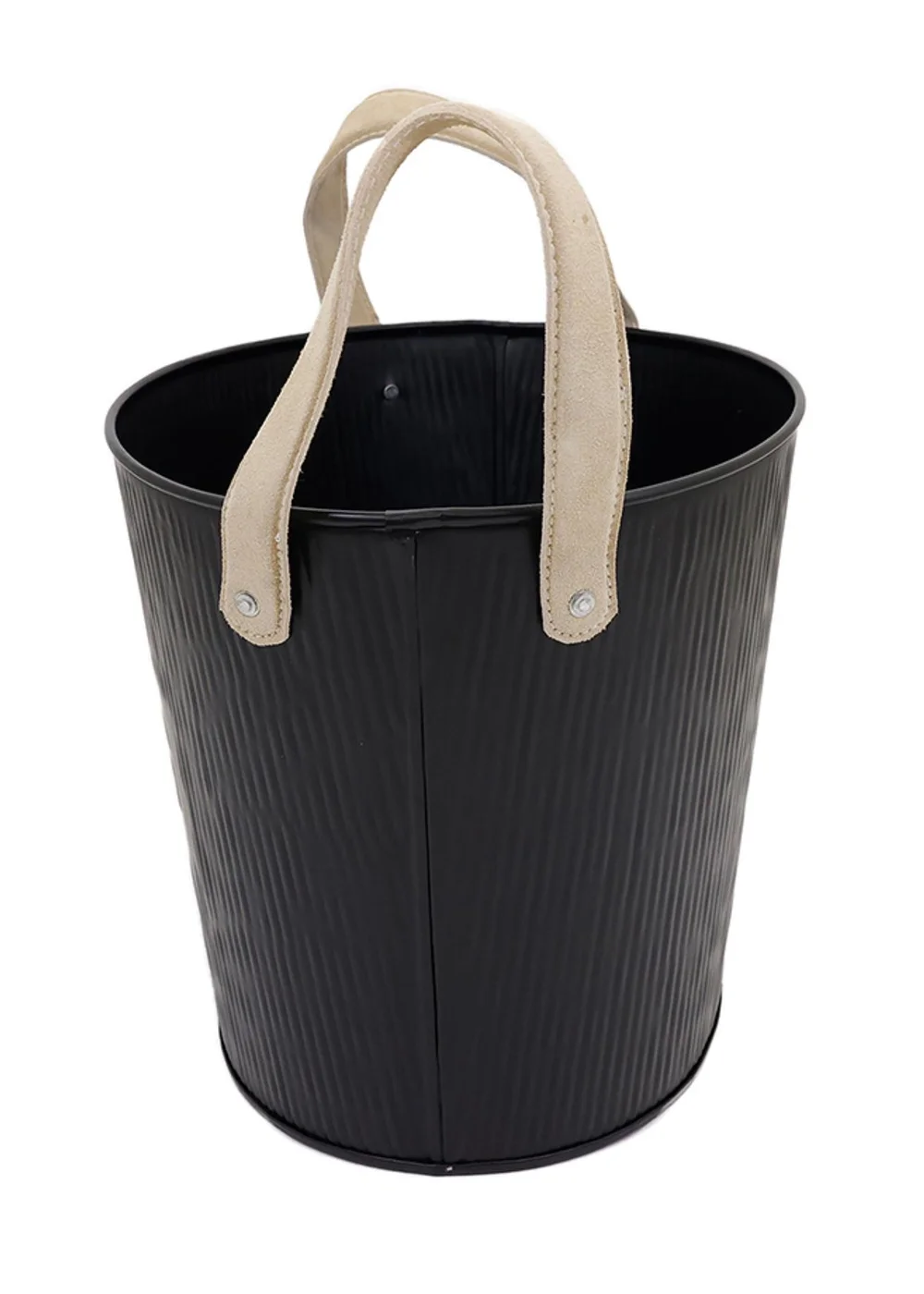 Charles Bentley Spruce Small Leather Handled Fireside Wood Bucket - S Image 5