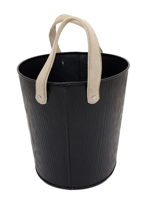 Charles Bentley Spruce Small Leather Handled Fireside Wood Bucket - S Image 5