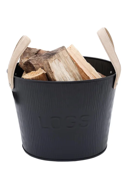 Charles Bentley Spruce Small Leather Handled Fireside Wood Bucket - S Image 2
