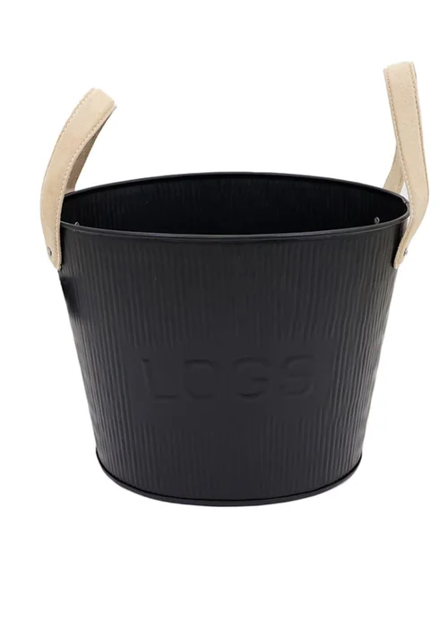 Charles Bentley Spruce Small Leather Handled Fireside Wood Bucket - S Image 4