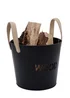 Charles Bentley Rowan Small Leather Handled Fireside Wood Bucket - One Size Image 1