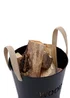 Charles Bentley Rowan Small Leather Handled Fireside Wood Bucket - One Size Image 2