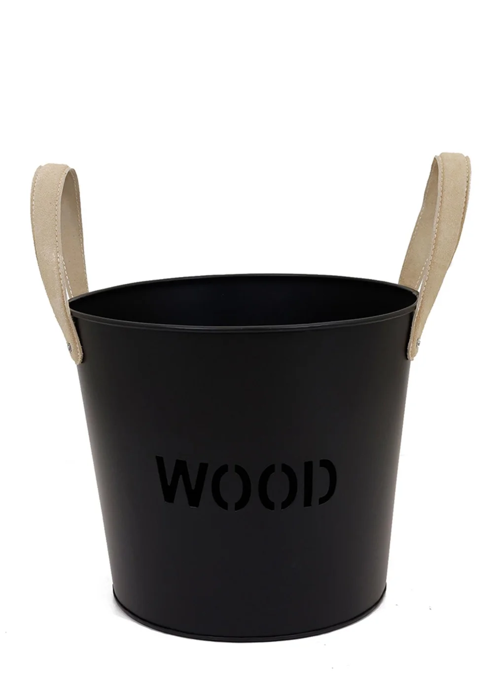Charles Bentley Rowan Small Leather Handled Fireside Wood Bucket - One Size Image 3