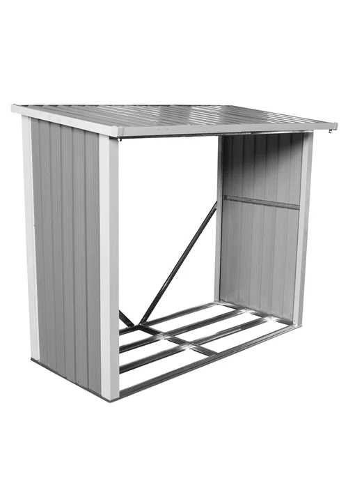 Charles Bentley Metal Log Wood Store Shed - One Size Image 5