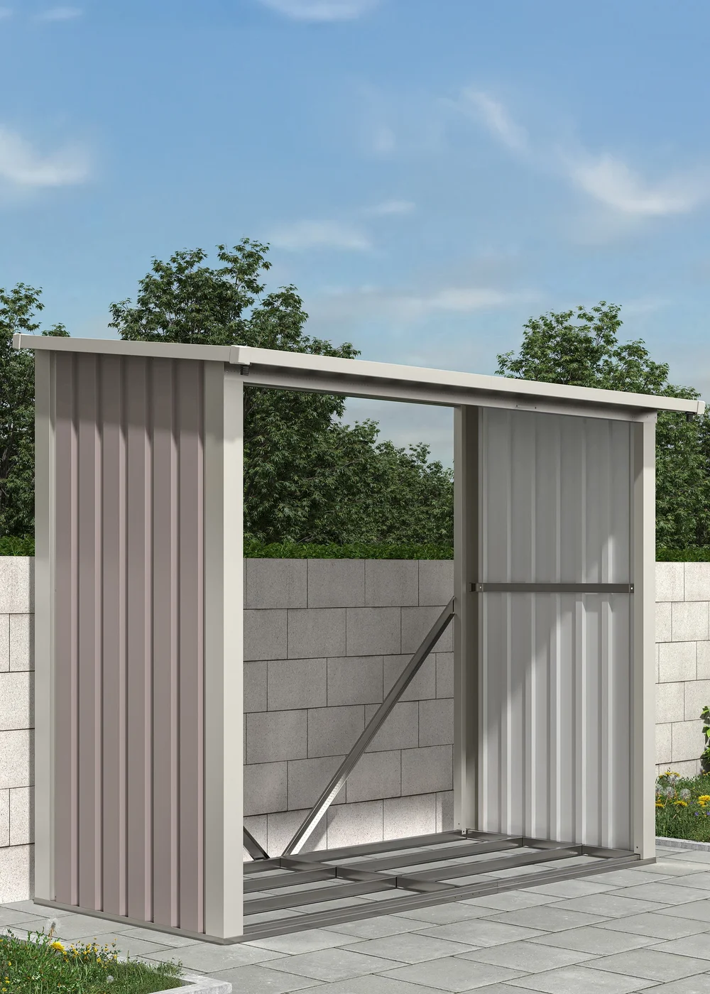 Charles Bentley Metal Log Wood Store Shed - One Size Image 4
