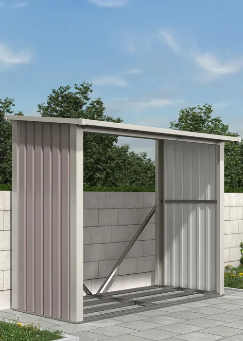 Charles Bentley Metal Log Wood Store Shed - One Size Image 4