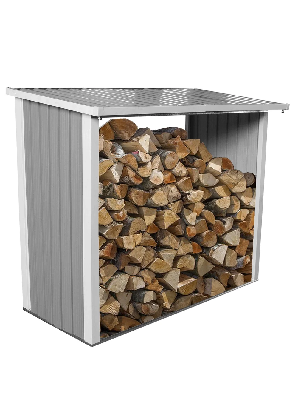 Charles Bentley Metal Log Wood Store Shed - One Size Image 1