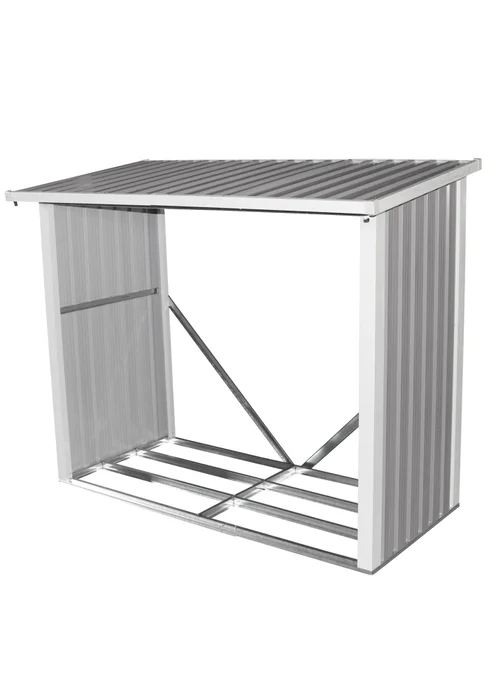 Charles Bentley Metal Log Wood Store Shed - One Size Image 2