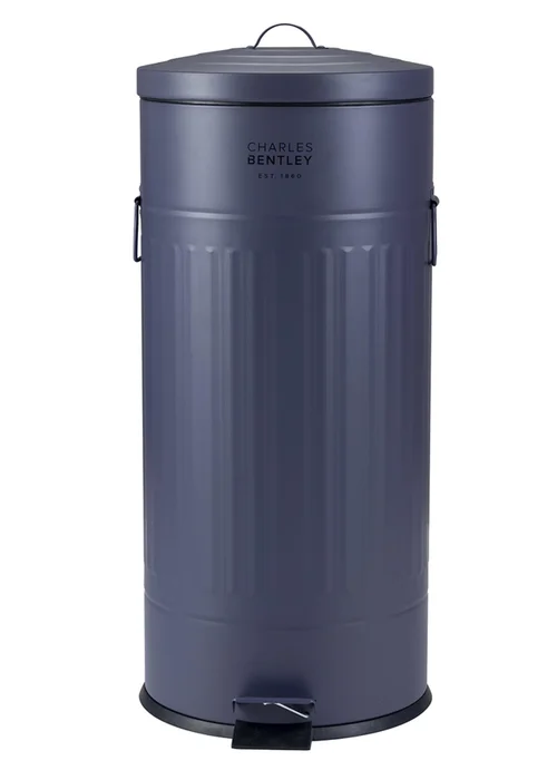 Charles Bentley Round Retro Kitchen Pedal Bin Dark Blue - One Size Image 1