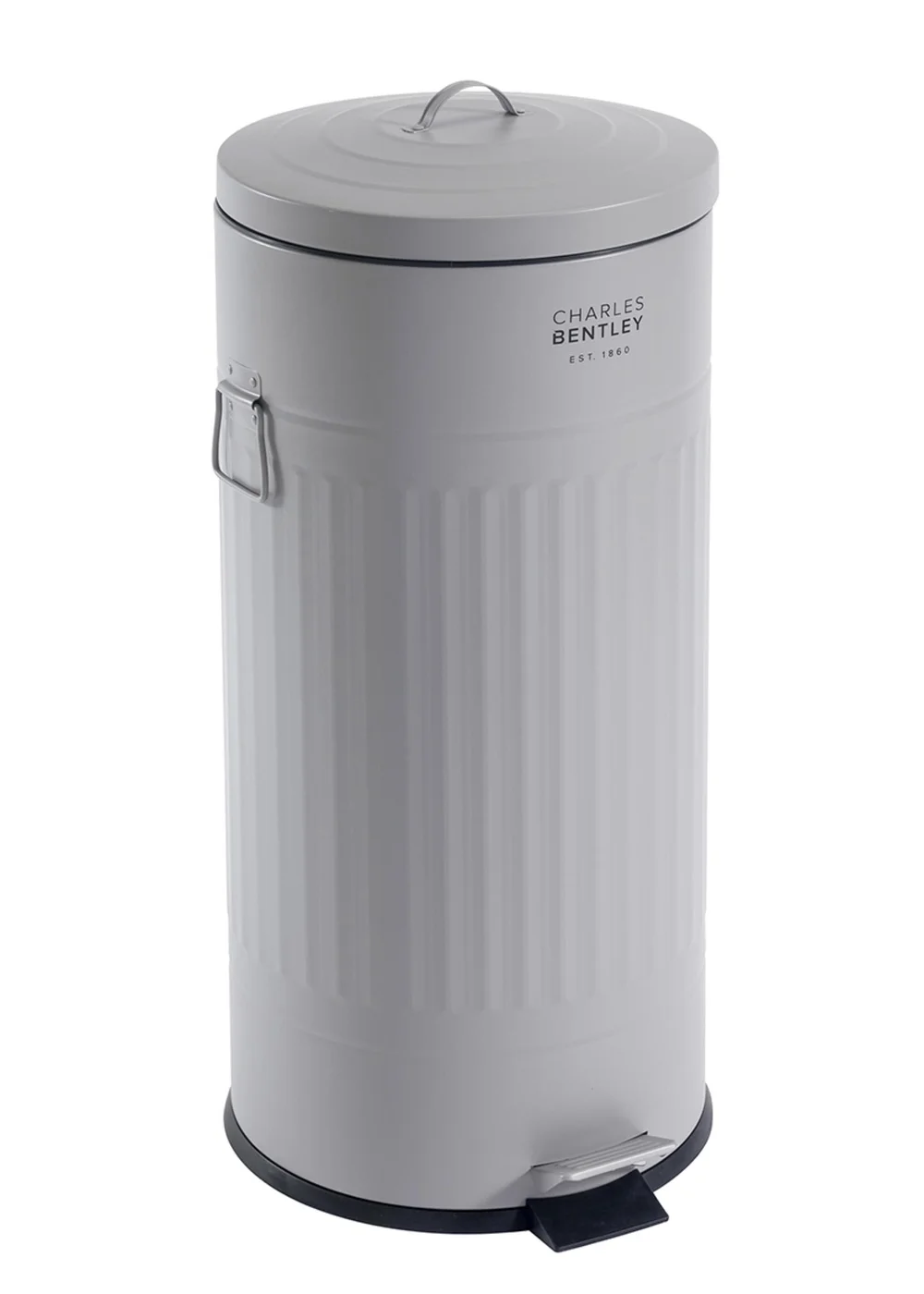 Charles Bentley Light Grey Round Retro Kitchen Pedal Bin - One Size Image 1