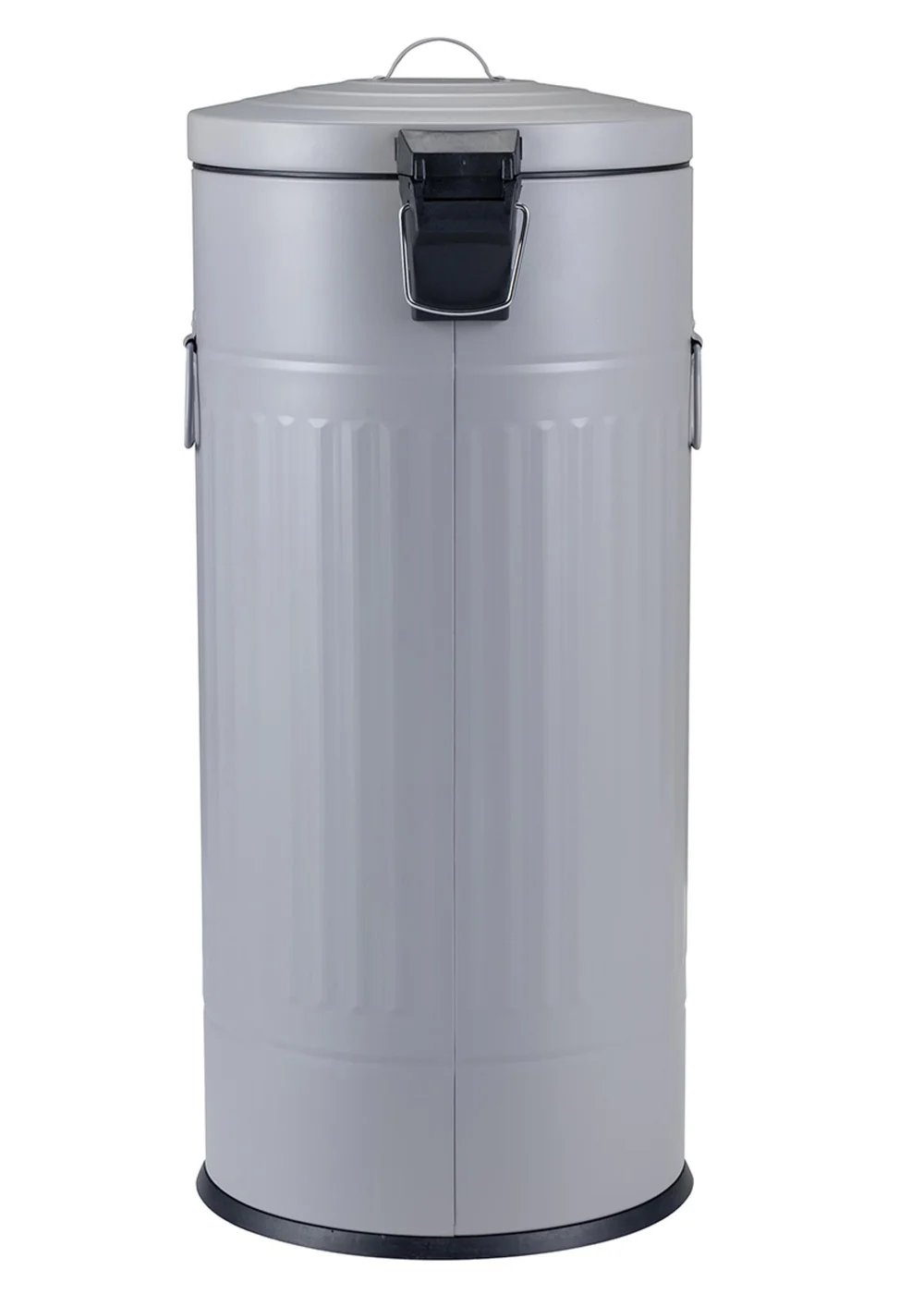 Charles Bentley Light Grey Round Retro Kitchen Pedal Bin - One Size Image 5