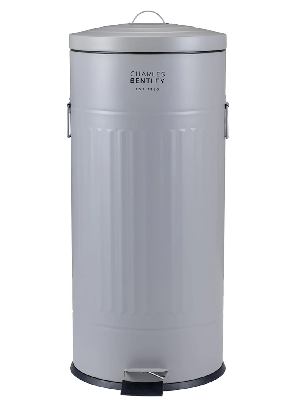 Charles Bentley Light Grey Round Retro Kitchen Pedal Bin - One Size Image 3