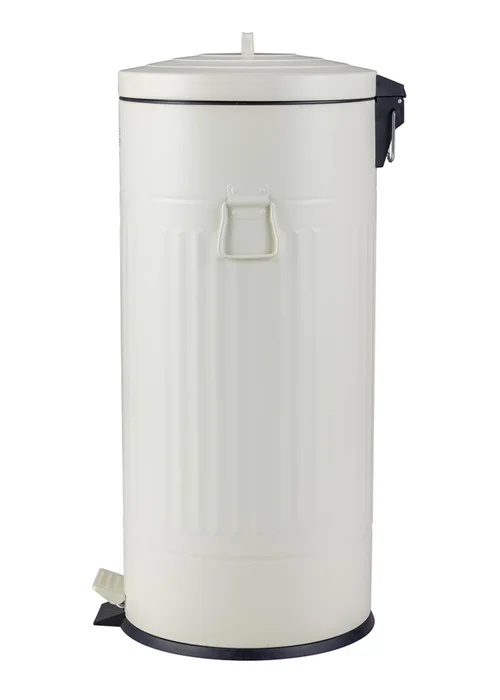 Charles Bentley Cream Round Retro Kitchen Pedal Bin - One Size Image 3